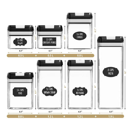 7 Pack Airtight Food Storage Container Set Kitchen and Pantry Containers White