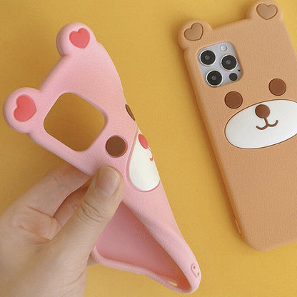 Suitable for Phone Q Uncle Brown Bear Silicone Phone Case