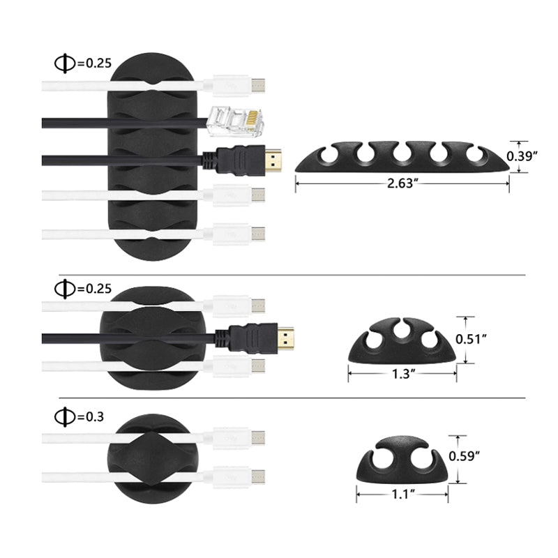 126pcs Cord Organizer Kit 4 Cable Sleeve with Zipper 10 Self Adhesive Cable Clip