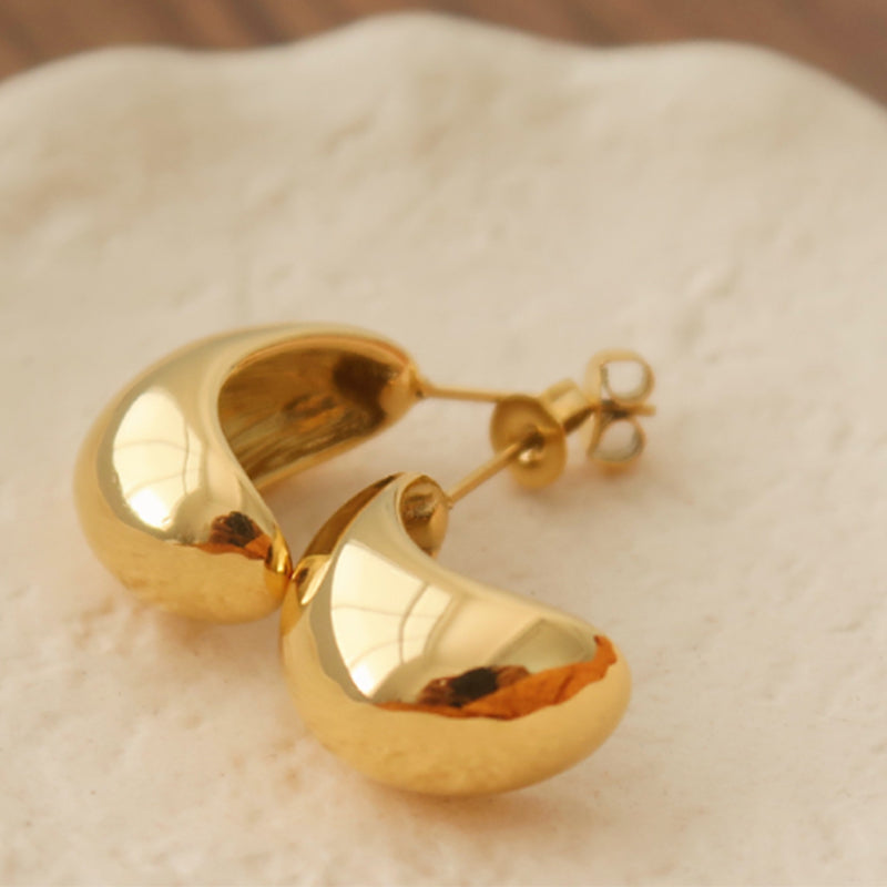 Embellique Water Rain Drop Hollow Earrings Gold Plated Smooth Titanium Steel