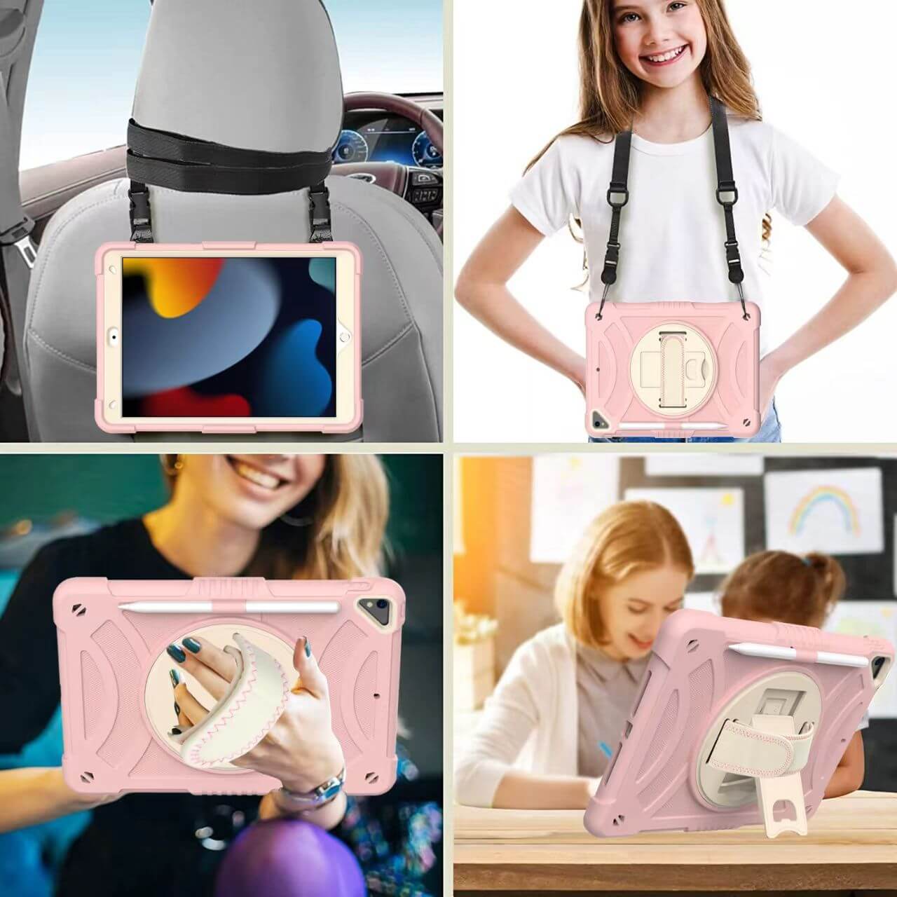 Three Layer Protection 360° Rotatable Grip Compatible with iPad 7th 10.2 2019 Case with Stand and Penslot