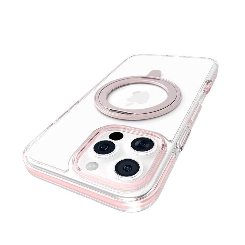 Compatible with iPhone 16 Pro Max Ice Armor O2L Series Magnetic Clear Case with Ring Stand