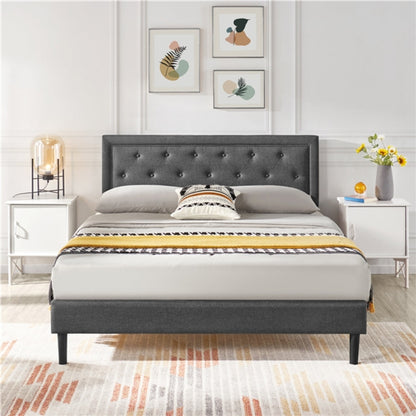 Fabric Upholstered Bed Frame Queen Size