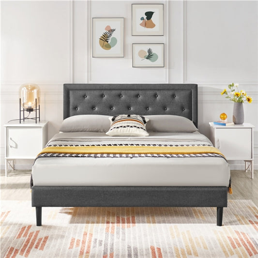 Fabric Upholstered Bed Frame Queen Size