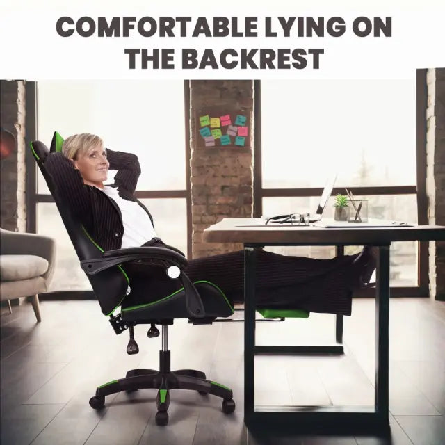 Gaming Desk & Chair Combo - RGB LED Desk + RGB LED Gaming Chair with Footrest