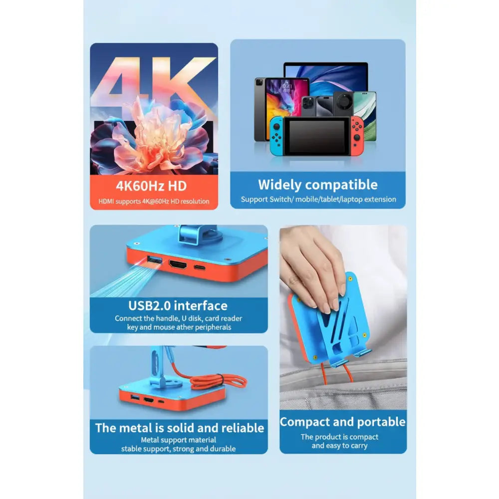 3-in-1 Adjustable Switch 2 Stand | Foldable Gaming Dock & Desktop Holder