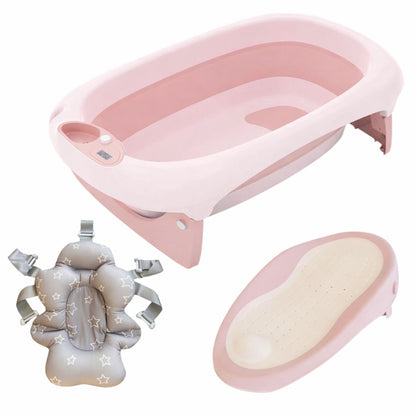 3 in 1 Foldable Baby Bath Tub & Bath Seats -Pink