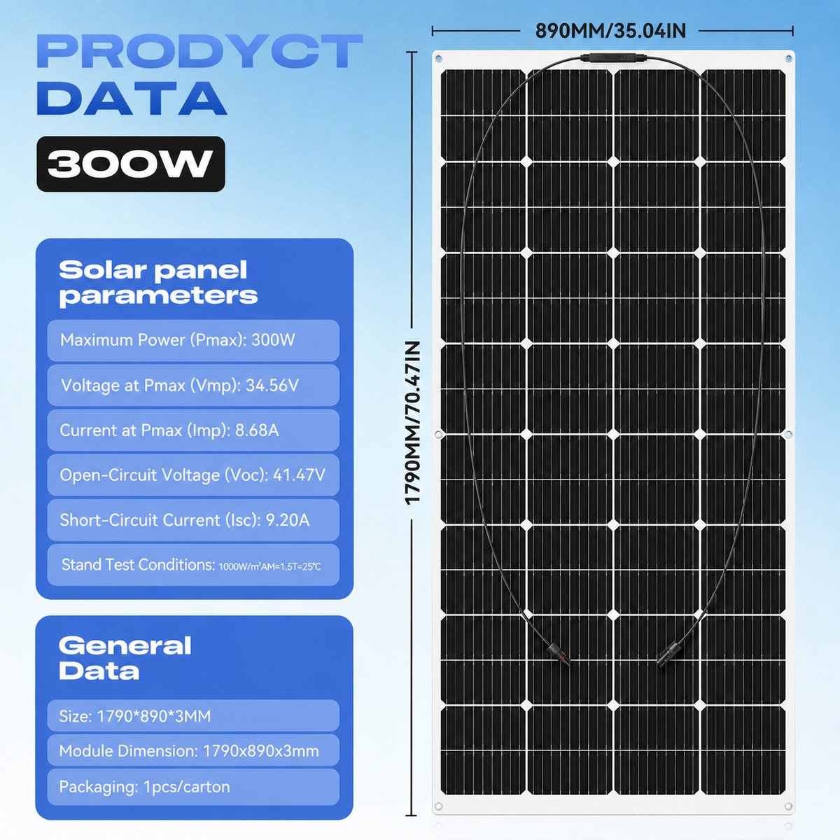 300W Flexible solar panel Kit