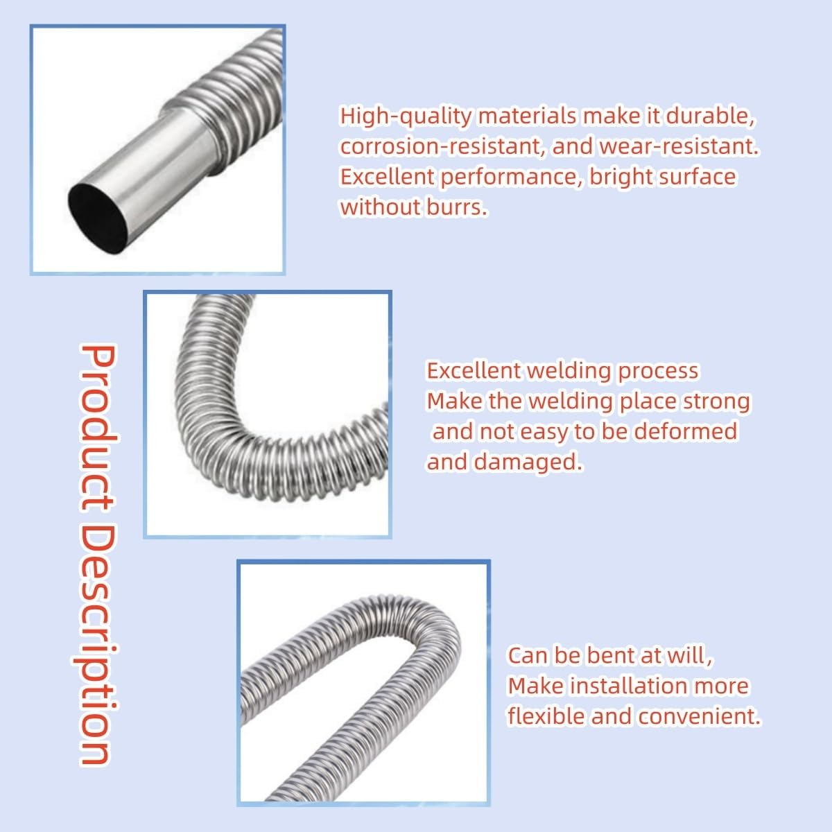 300cm Air Diesel Parking Heater Stainless Steel Exhaust Pipe Tube Gas