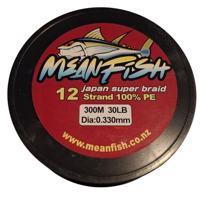 300m Meanfish x12 strand Premium Fishing Braid - Multicolour