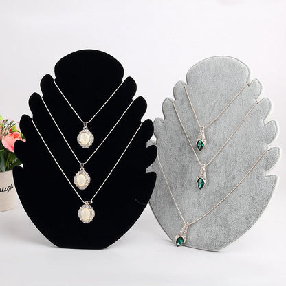 VELVET DISPLAY NECKLACE STAND - BLACK