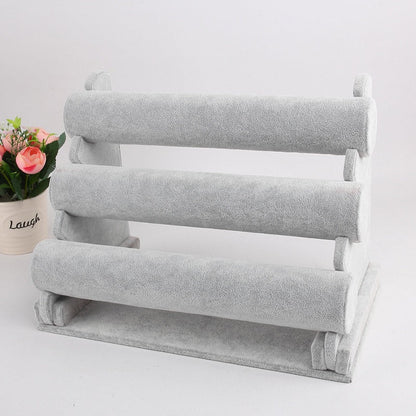 GREY Velvet 3-Level Bracelet Watch Display Stand/Holder
