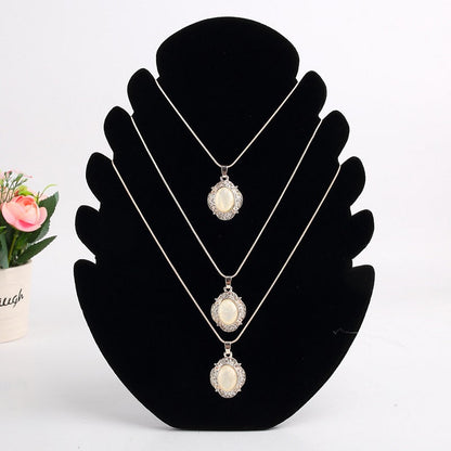VELVET DISPLAY NECKLACE STAND - BLACK