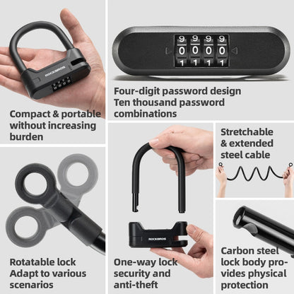 U-Lock Scooter Anti-Theft Lock with Cable 4 Digit Combination
