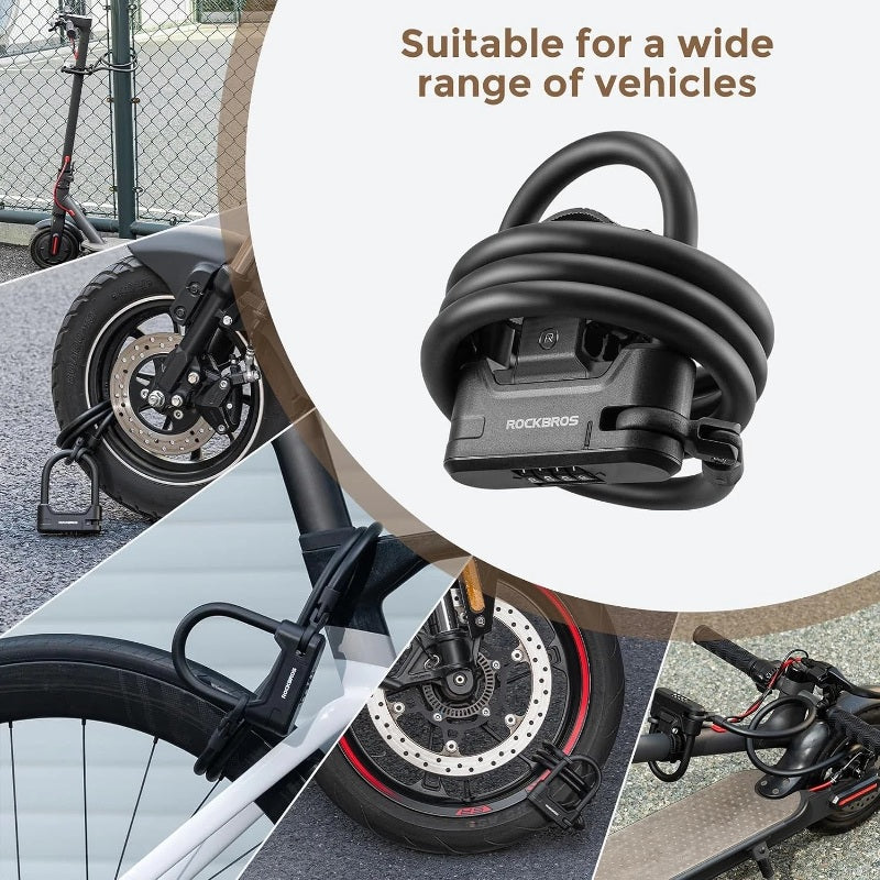 U-Lock Scooter Anti-Theft Lock with Cable 4 Digit Combination