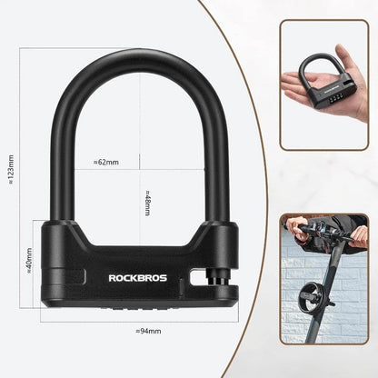 U-Lock Scooter Anti-Theft Lock with Cable 4 Digit Combination