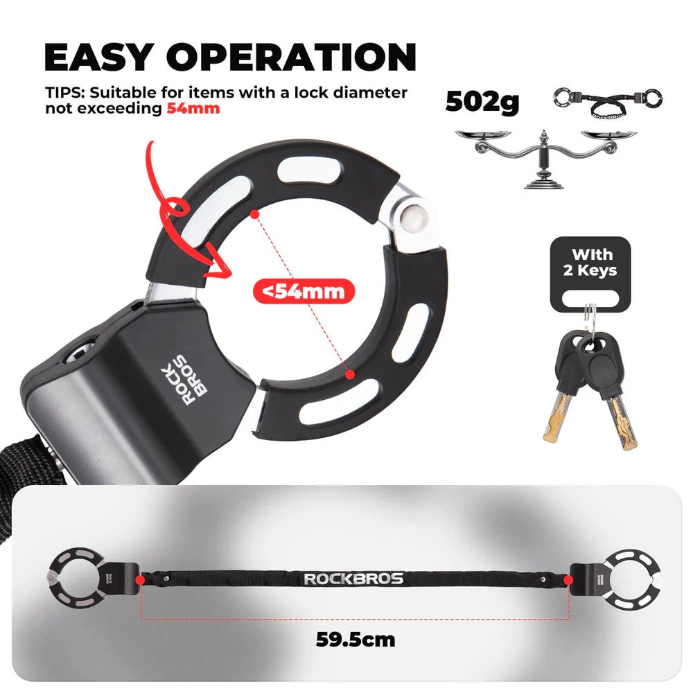 Scooter Bike Chain Anti-Theft Ring Lock with 2 keys