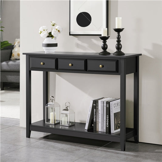 3-Drawer Console Table with Storage Shelf