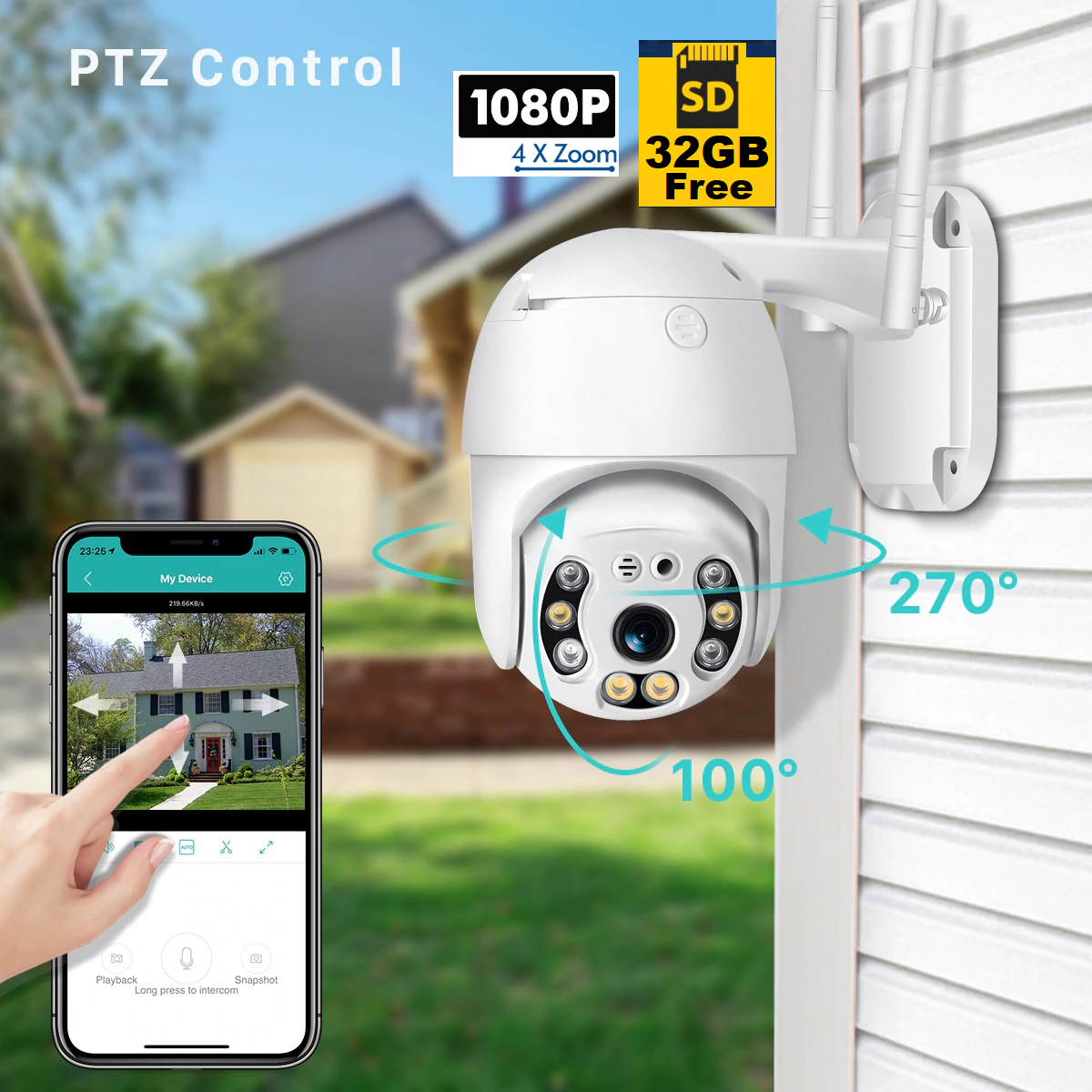 Wireless Security Camera with Indoor/Outdoor Night Vision