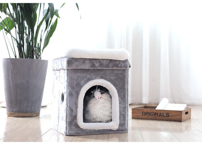 Collapsible Cat House with Bed H 42cm