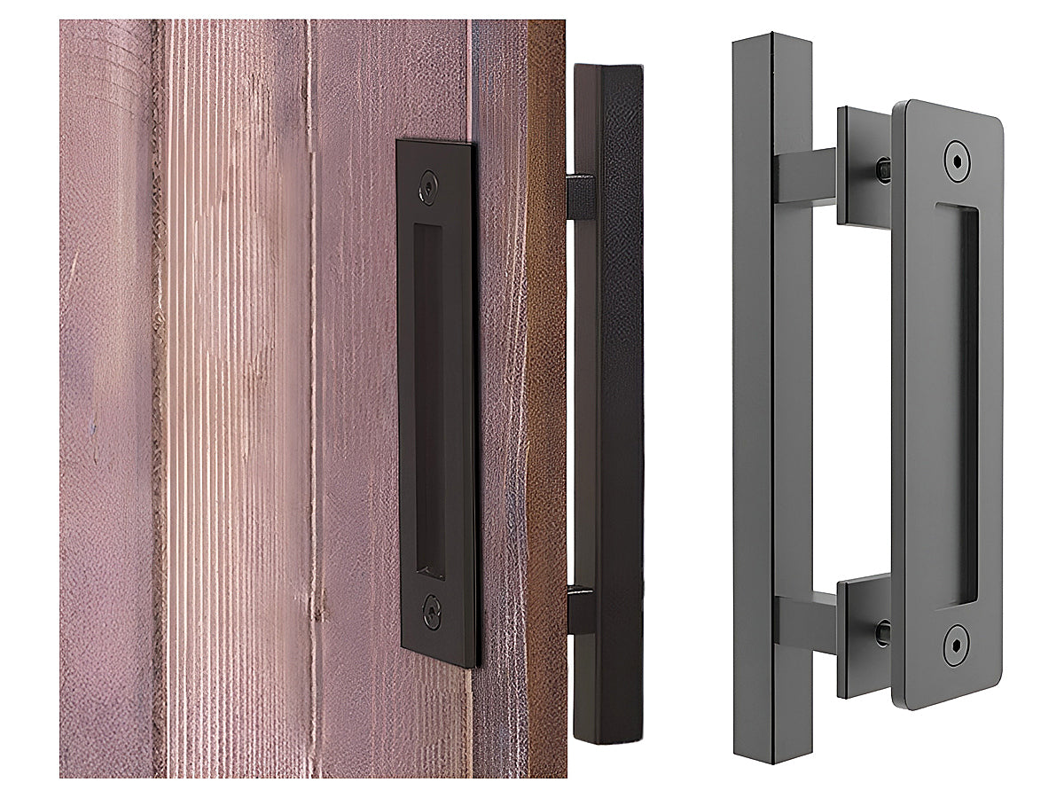 barn door handle square black