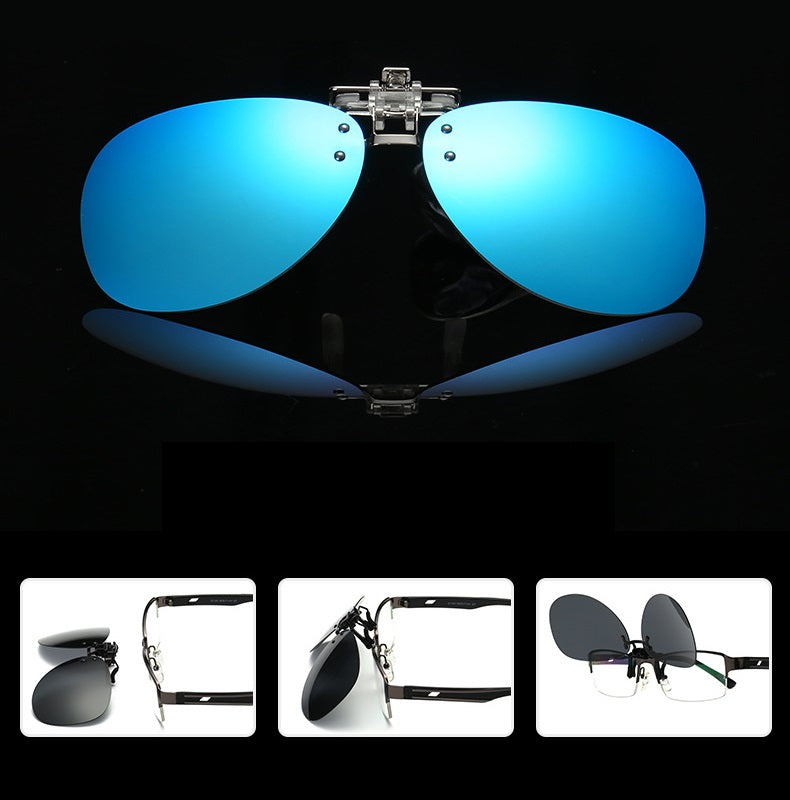 Night Vision Anti Glare Polarized Clip On Driving Glasses Sunglass