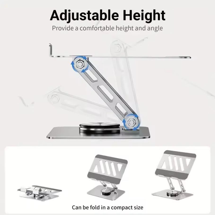 Adjustable 360 Degree Rotating Foldable Laptop Stand with Cooling Mount