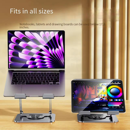 360° Rotating Adjustable Aluminum Laptop & Tablet Stand for Desktop