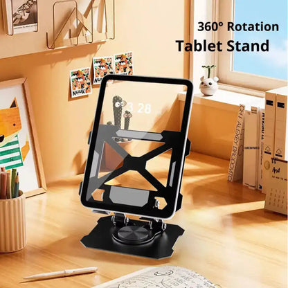 360° Rotating Tablet & Phone Stand | Adjustable Folding Metal Desktop Holder