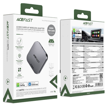 Acefast Wireless CarPlay Android Auto AI Box Adapter with Streaming Apps QC2