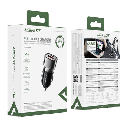 Acefast PD 45W USB-C USB-A Dual Port Car Charger B20