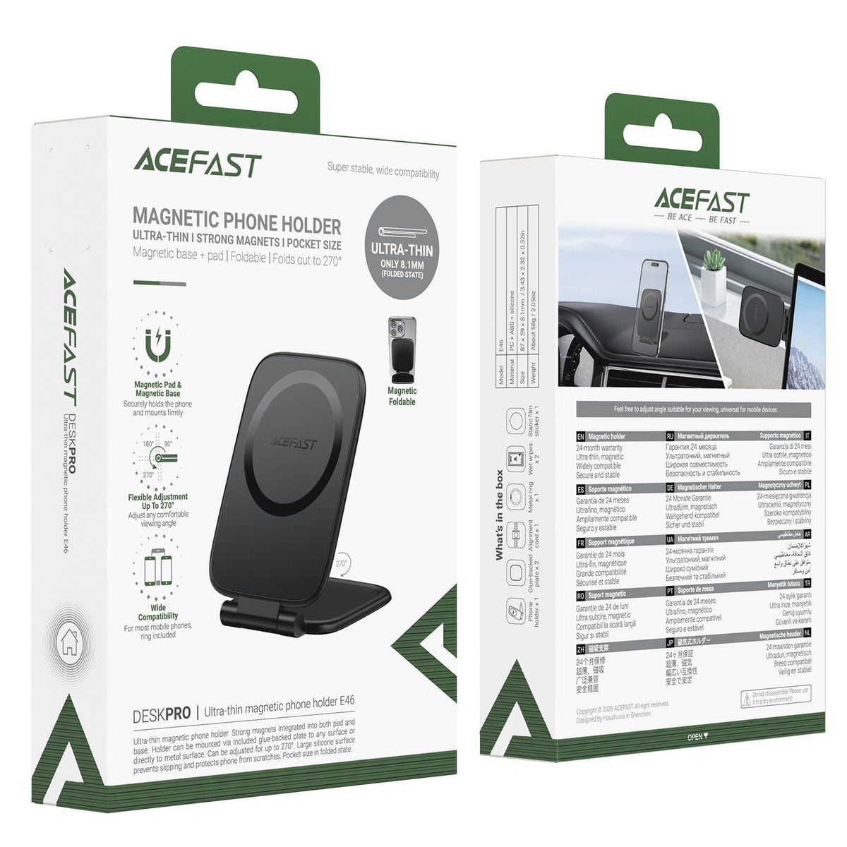 Acefast Ultra Thin Foldable Magnetic Car Dashboard Phone Stand E46