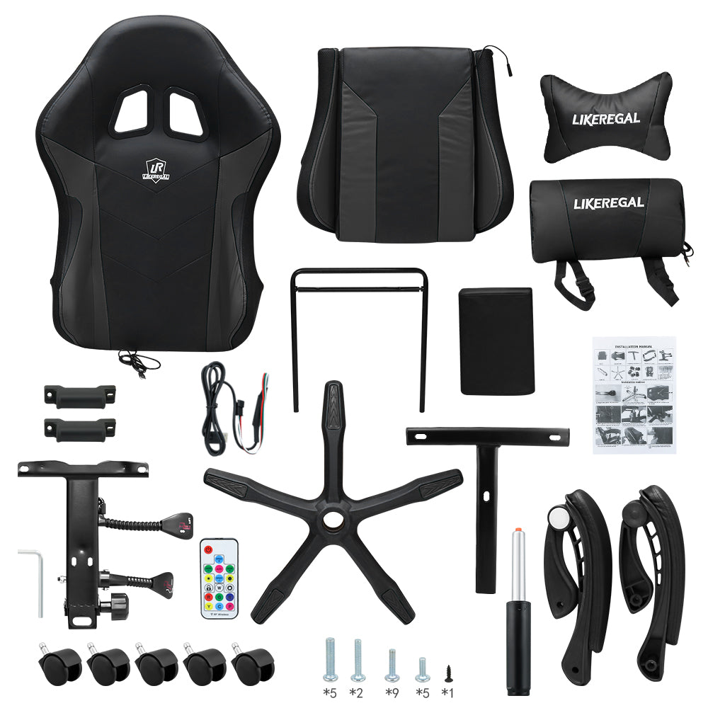 Gaming Chair Office Chair With Foot Rest Racing Chair with Speaker and Light