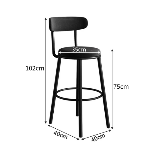 Set of 2 Barstools Modern Black Velvet Bar Stools