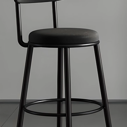 Set of 2 Barstools Modern Black Velvet Bar Stools