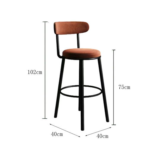 Set of 2 Barstool Modern Brown Velvet Bar Stools