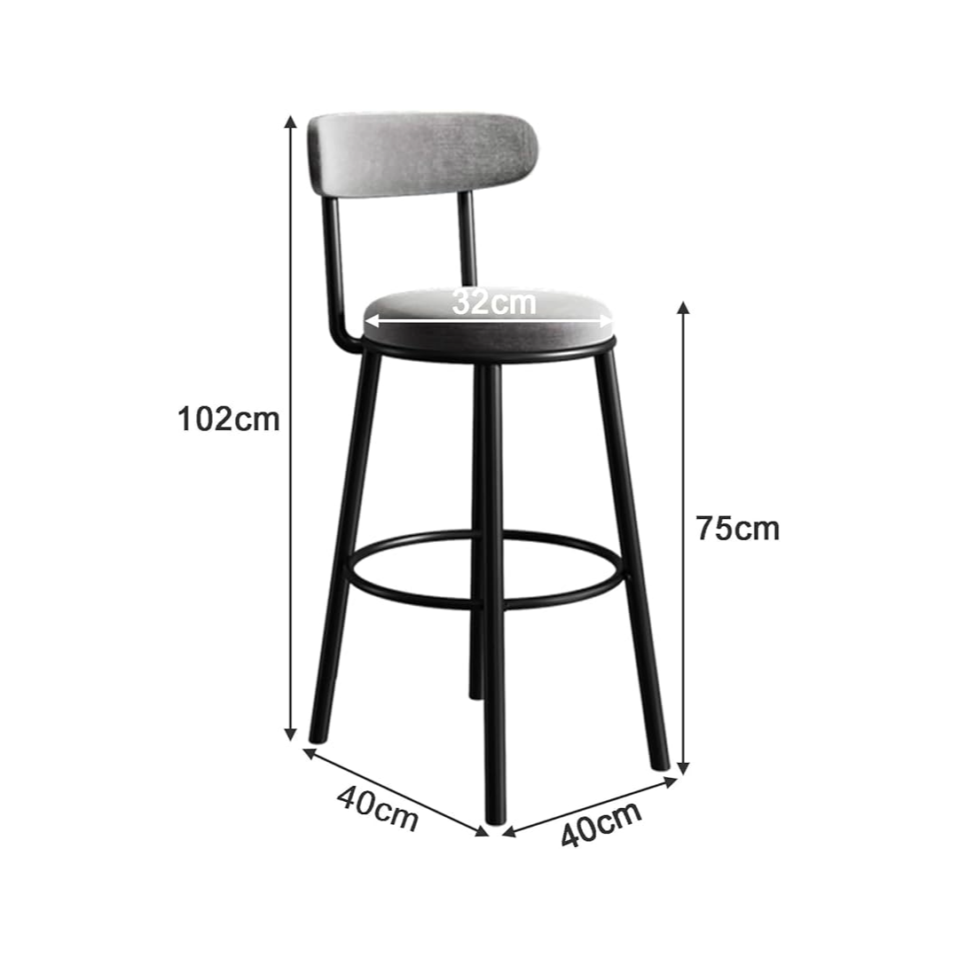 Set of 2 Modern Grey Velvet Bar Stools