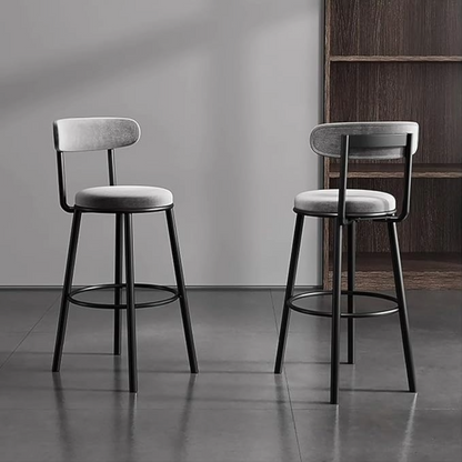 Set of 2 Modern Grey Velvet Bar Stools