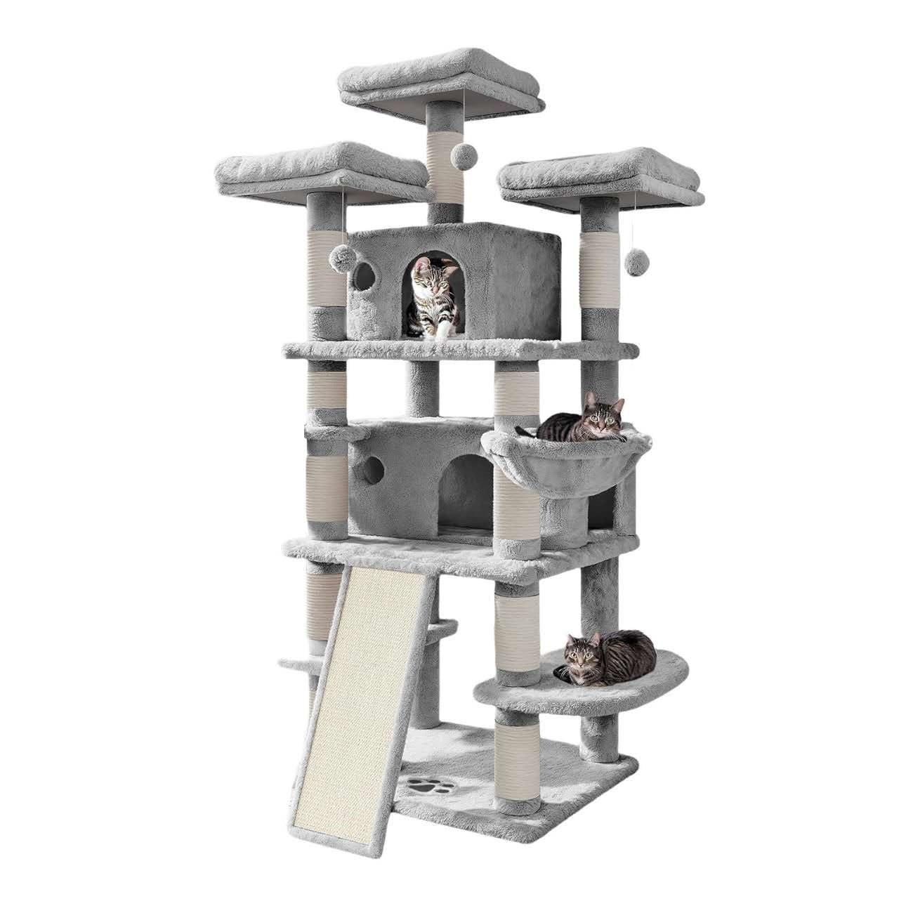 162CM Cat Tree House Scratching Post Condo - Light Grey