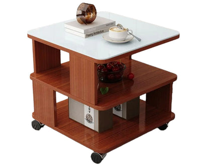 Coffee Table With Wheels and Glass Top