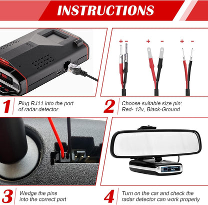 Mirror Hard Wire Cord for Escort, Valentine One, Uniden & Beltronics Radar