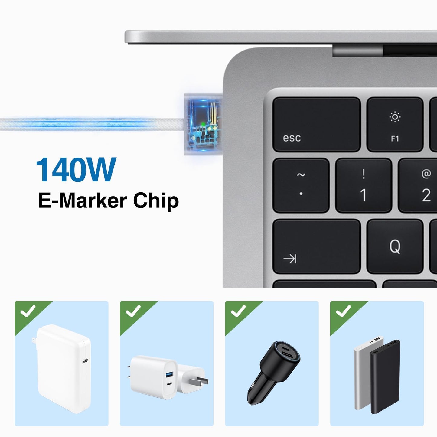 USB C to MagSafe 2 Nylon Charging Cable For Macbook Air / Macbook Pro