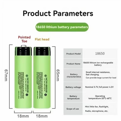 18650 Rechargeable Batteries 2pcs (Button Top)