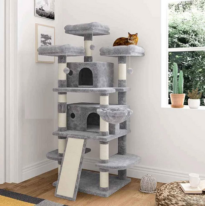 162CM Cat Tree House Scratching Post Condo - Light Grey