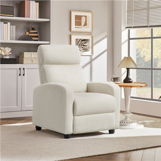Recliner Chair Corduroy Recliner Sofa Adjustable Modern Single Reclining Chair