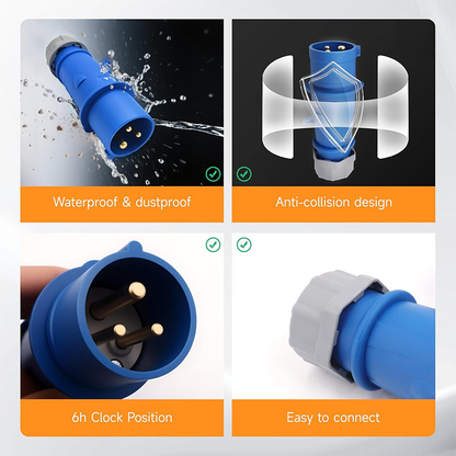 Caravan lead connector plug 16A IP67 Male + Female Combo