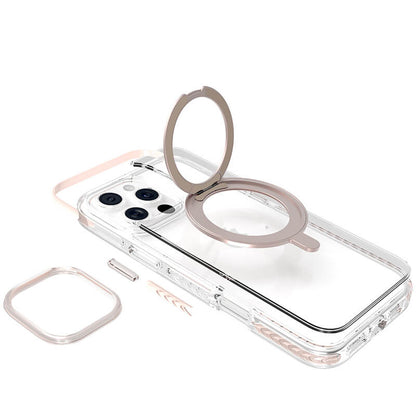 Compatible with iPhone 16 Pro Max Ice Armor O2L Series Magnetic Clear Case with Ring Stand