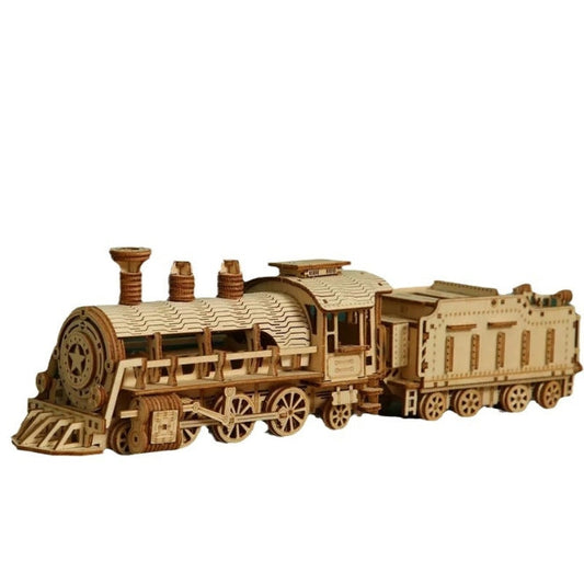 3D Wooden Puzzle for Adults-Mechanical Train Model Kits-Brain Teaser Puzzles-Vehicle Building Kits-Unique Gift for Kids on Birthday/Christmas Day