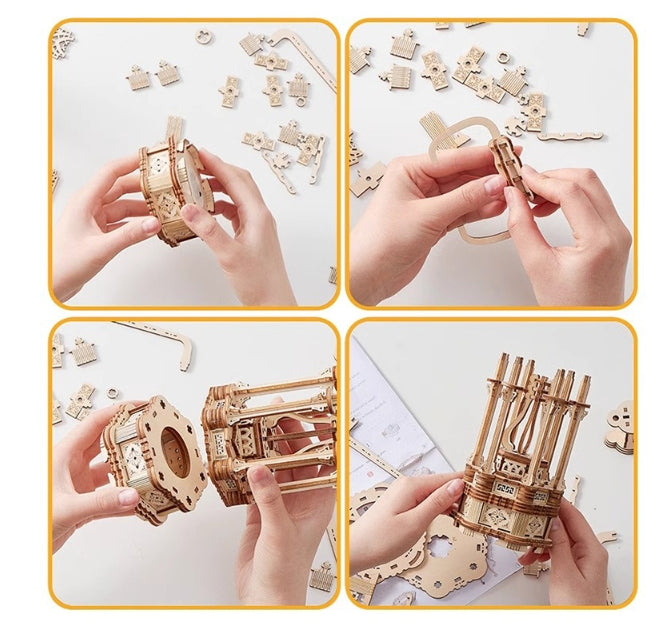 3D Wooden Puzzle for Adults-Mechanical Train Model Kits-Brain Teaser Puzzles-Vehicle Building Kits-Unique Gift for Kids on Birthday/Christmas Day