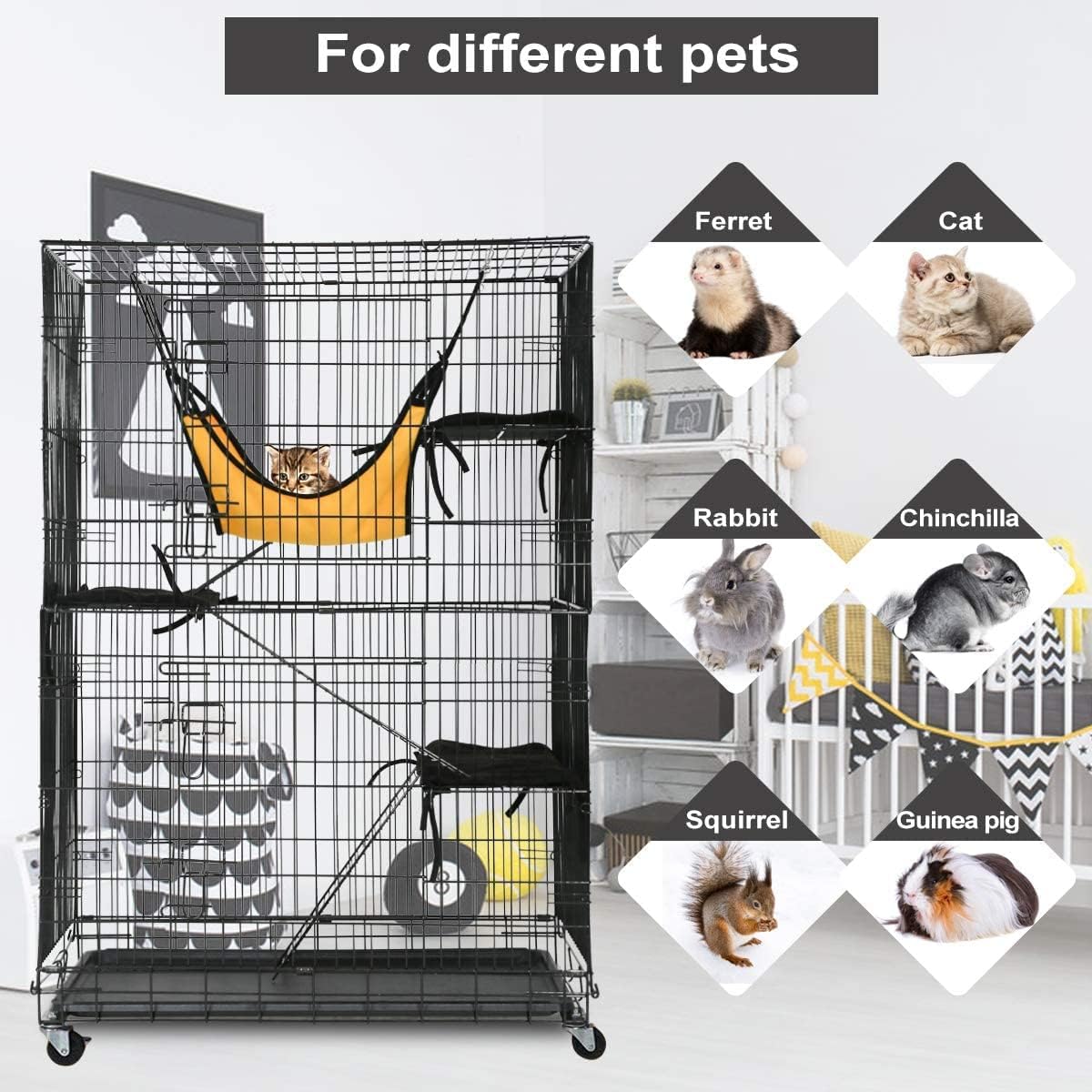 3 Level Rabbit Bird Cage Ferret Parrot Aviary Cat Rat Aviary Budgie Hamster Pet Cages Castor XL